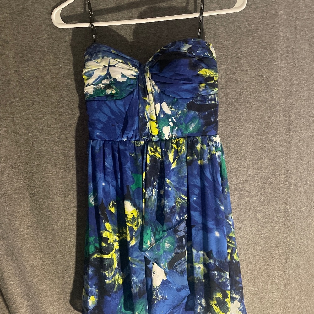 Xoxo chiffon floral blue mini dress